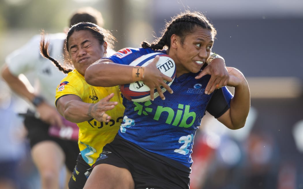 Blues hooker Atlanta Lolohea - Super Rugby Aupiki - Blues v Hurricanes Poua at Eden Park, Auckland.