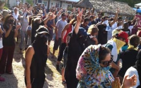 Protesting asylum seekers on Nauru.