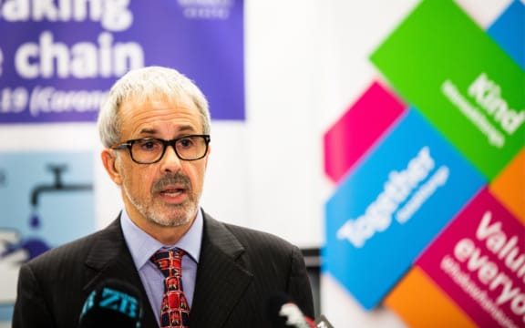 Auckland Regional Public Health Service director Dr William Rainger gives the daily Covid-19 briefing from Auckland's Middlemore hospital.