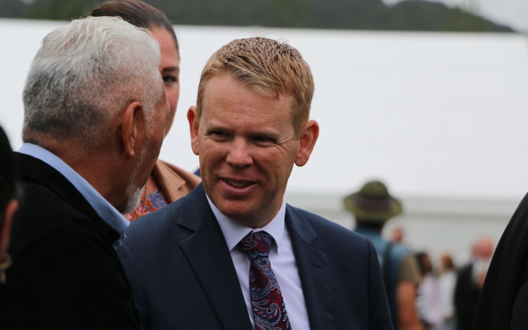 Leader of the New Zealand Labour Party, Chris Hipkins at the reopening of te whare tūpuna o Te Tii Marae Waitangi. (2025)