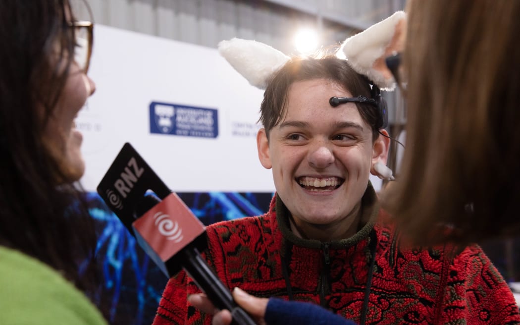 The Fieldays Hauora Taiwhenua Health & Wellbeing hub is filled with health resources, including a headset with fluffy ears that move in response to brainwaves