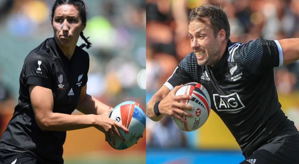 Black Ferns sevens captain Sarah Goss and All Blacks sevens captain Tim Mikkelson.