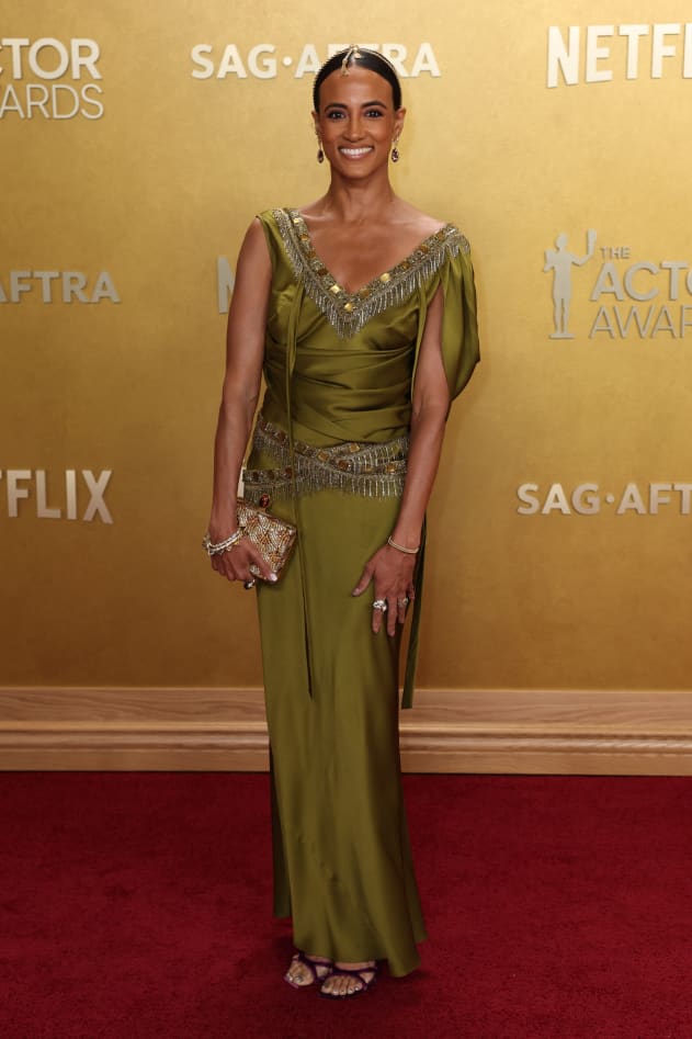 US actress Alexandra Metz attends the 32nd Annual Actor Awards at the Shrine Auditorium in Los Angeles on March 1, 2026. (Photo by Patrick T. Fallon / AFP)