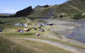 Te Awaiti campsite on the South Wairarapa coast.