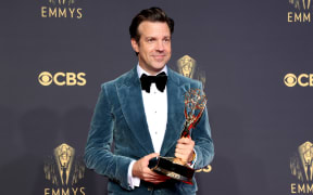 Jason Sudeikis, winner of Outstanding Lead Actor in a Comedy Series for 'Ted Lasso', poses in the press room during the 73rd Primetime Emmy Awards at L.A. LIVE on September 19, 2021 in Los Angeles, California.