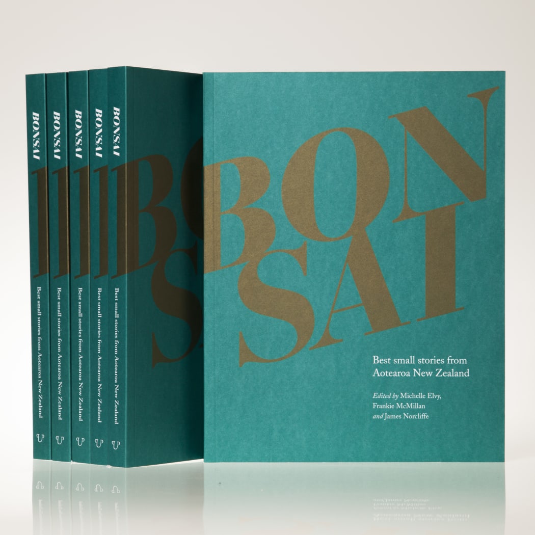 Photographs of CUP book, BONSAI-Best small stories from Aotearoa New Zealand, 30.7.18