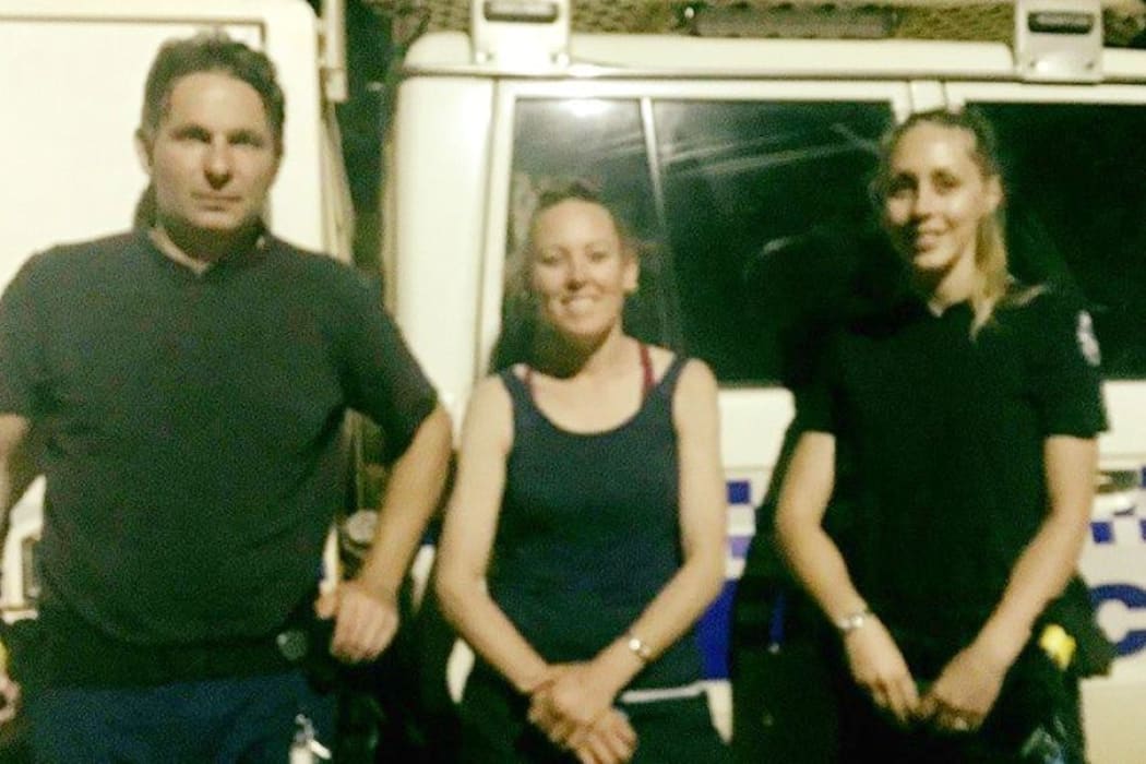 Brooke Phillips, centre, was found after spending six days in desert near the tri-state border.