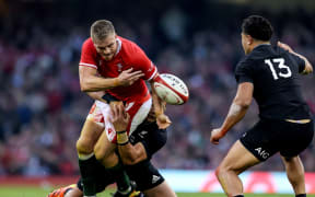 Autumn International, Principality Stadium, Cardiff, Wales 30/10/2021
Wales vs New Zealand
Wales' Gareth Anscombe is tackled 
Mandatory Credit Â©INPHO/Billy Stickland