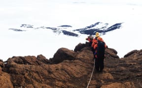 Traversing the frozen landscape.