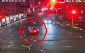 Serious crash Auckland CBD - still from video supplied by Police before car crashed 25 Sept 2025