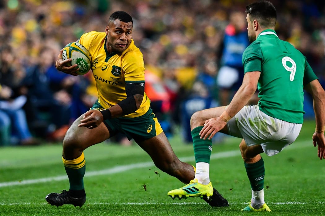 Wallabies midfielder Samu Kerevi challenges the Ireland defence in June.