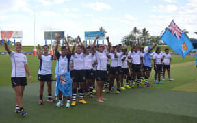 The Fijiana 15s celebrate winning the Oceania Women's Championship.