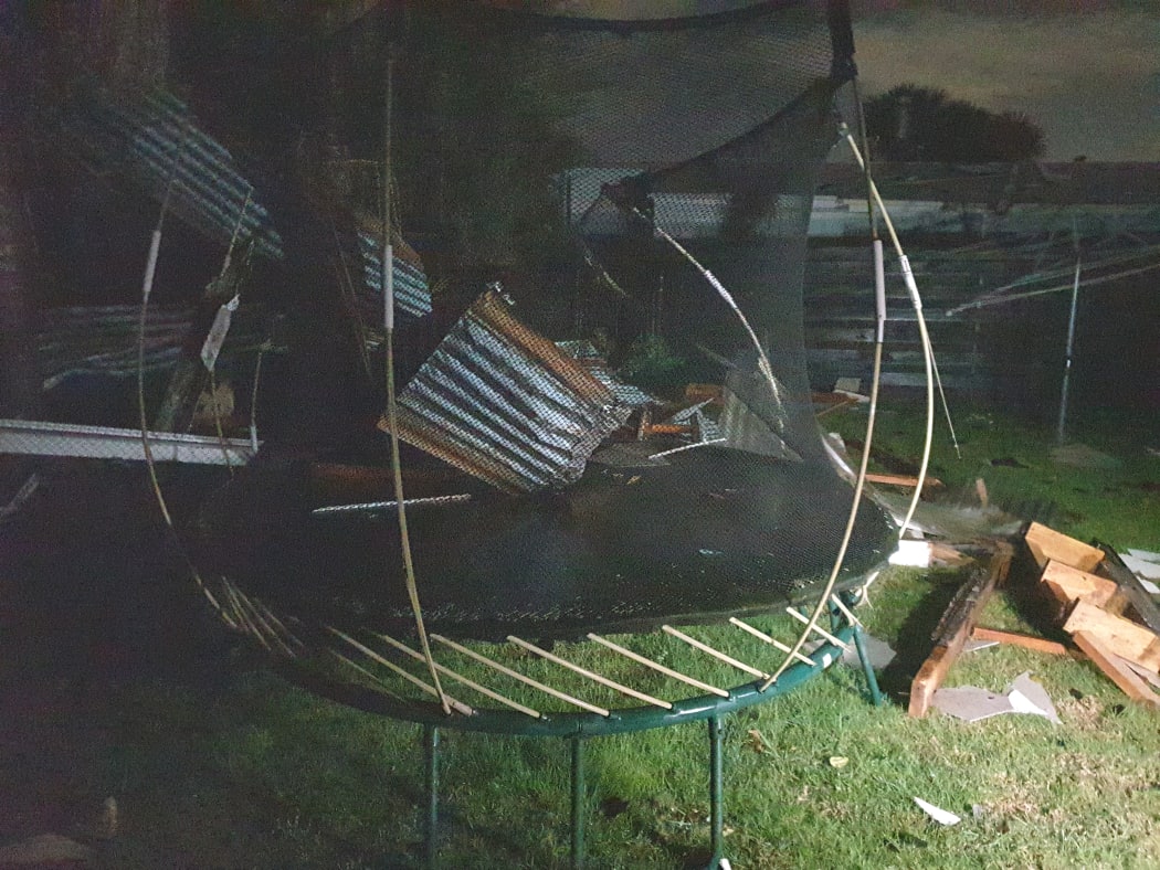 Damage in St Heliers caused by strong winds during tonight's storm.