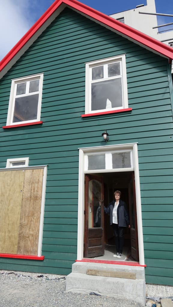 Christchurch Heritage Trust chair Anna Crighton stands in the doorway of the historic Shands building