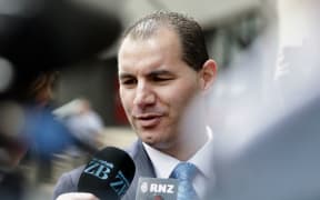 Jami-Lee Ross outside the Victoria Street police station in Wellington.