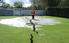 Liquefaction at the Kaiapoi Croquet Club in 2010.