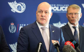 Prime Minister Christopher Luxon speaks at a media stand up on 24 February 2025.