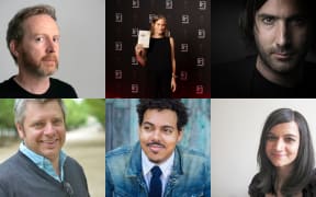 The six shortlisted authors for the 2023 Booker Prize. From top left: Paul Murray, Sarah Bernstein, Paul Lynch. From bottom right: Paul Harding, Jonathan Escoffery, Chetna Maroo.