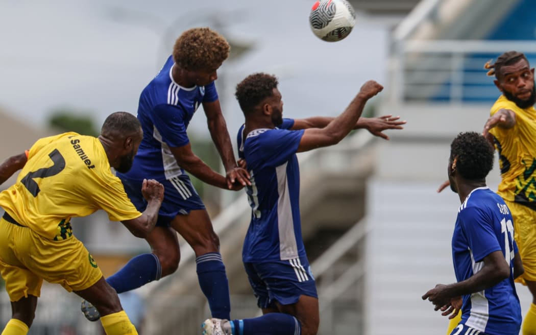 Solomon Islands' Central Coast FC in action against Vanuatu's Ifira Black Bird FC at the OFC Men’s Champions League 2025. 6 April 2025