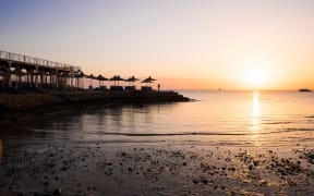 Coastline at sunset, Hurgada, Red Sea, Egypt.