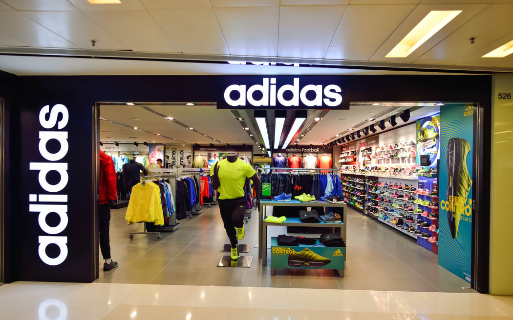 An Adidas sportswear shop in a Hong Kong plaza.