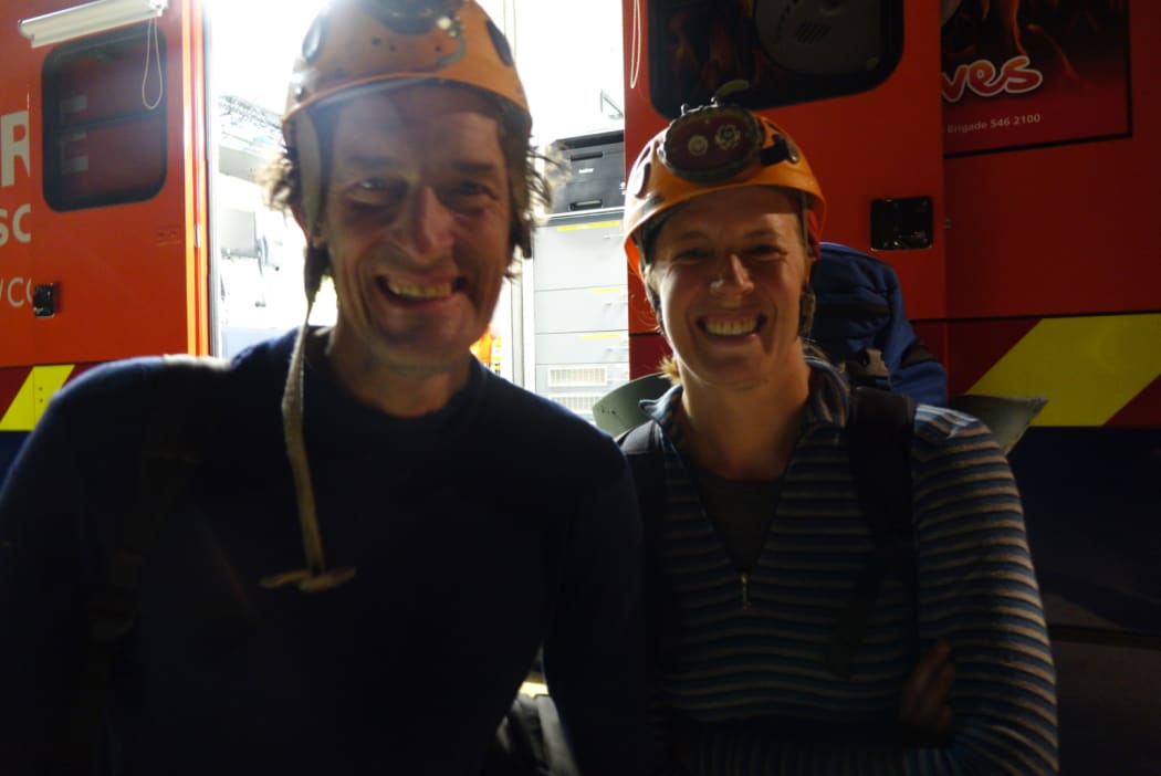 Rescuers Kieran McKay and Pip Rees
