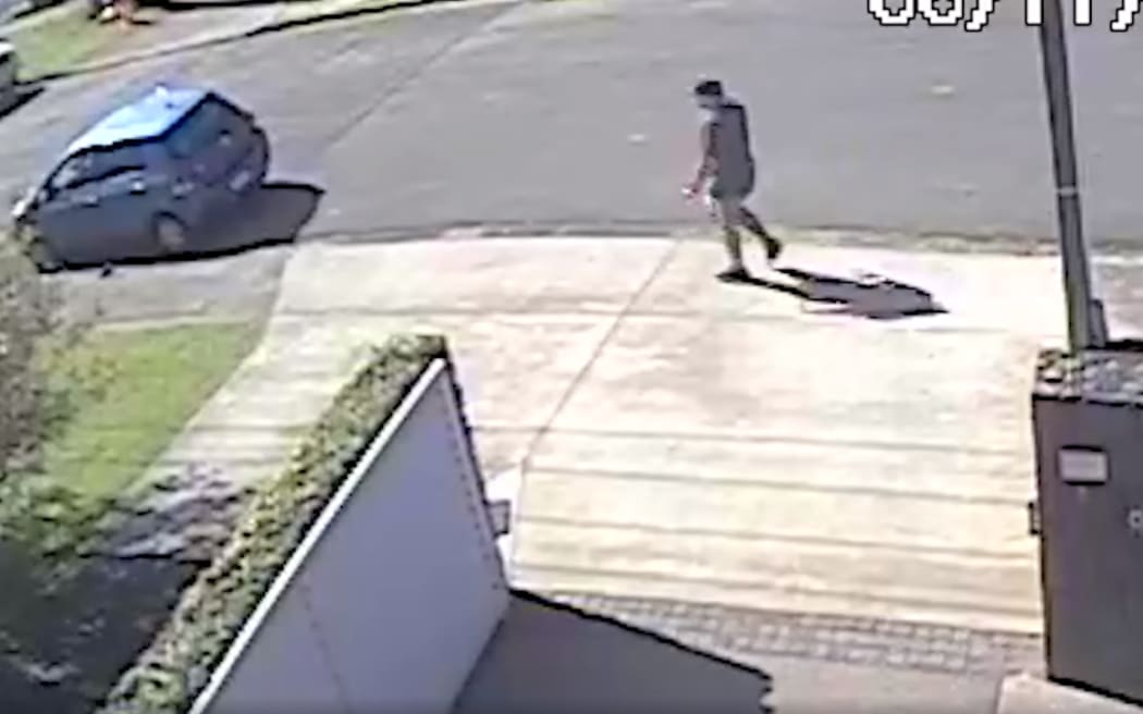 An image from CCTV footage released by police of a man they said was on Beechwood Road around the time of an assault on a woman on a walking track near Browns Bay.