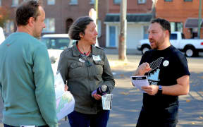 Jonah Abrams outside the South Philadelphia older adult centre on election day.