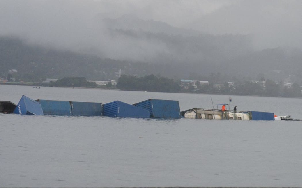 Ship sinking in Suva harbour.