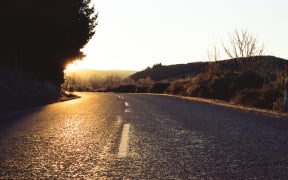 Sunset on a rural NZ road
