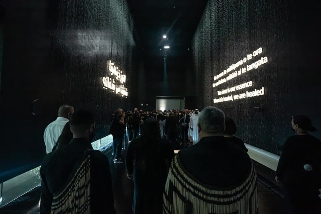 A representation of Te Awa Tupua, the Whanganui River, in the New Zealand Pavilion in Dubai.