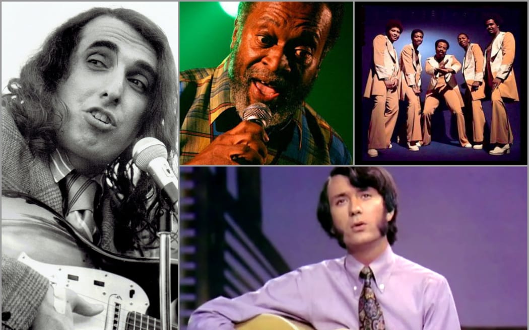 Artists Tiny Tim, Junior Murvin, Mike Nesmith, Sytlistics.