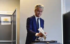 Geert Wilders of the Freedom Party (PVV) casts his vote at a polling station in The Hague.