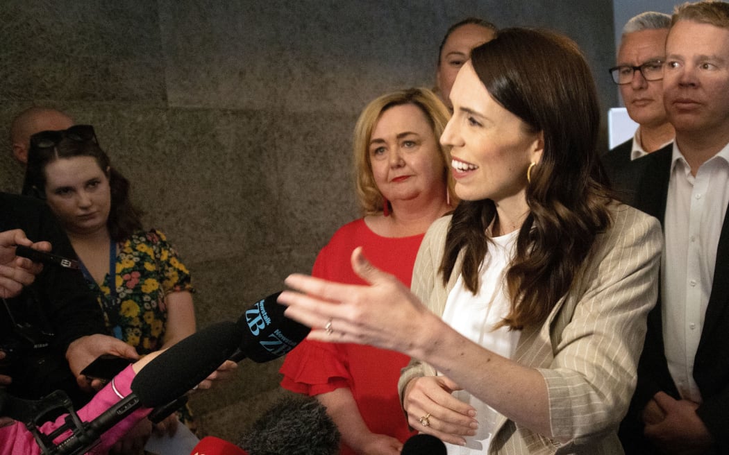 New Zealand Prime Minister Jacinda Ardern speaks to the media a day after her landslide election win, in Auckland on October 18, 2020.
