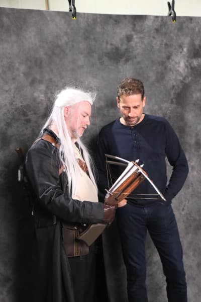 Fantastic Four actor Ioan Gruffudd (right) meets with a fan in cosplay at Armageddon winter expo 2025, Auckland Showgrounds.