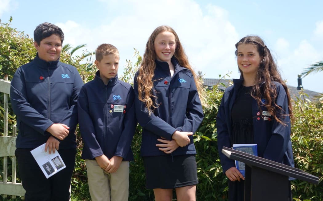 Kyarne Broughton-Pratt, Vaydim Noonan, Charnee Julian, and Charlotte Butler are Omata School sctudents