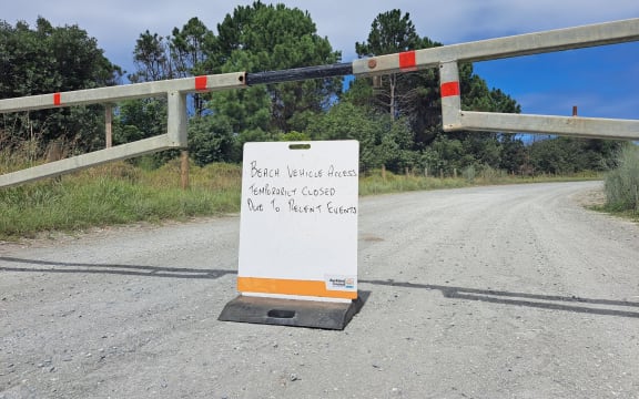 Sign at Muriwai Beach after fatality