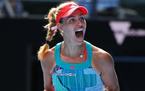 Germany's Angelique Kerber celebrates.