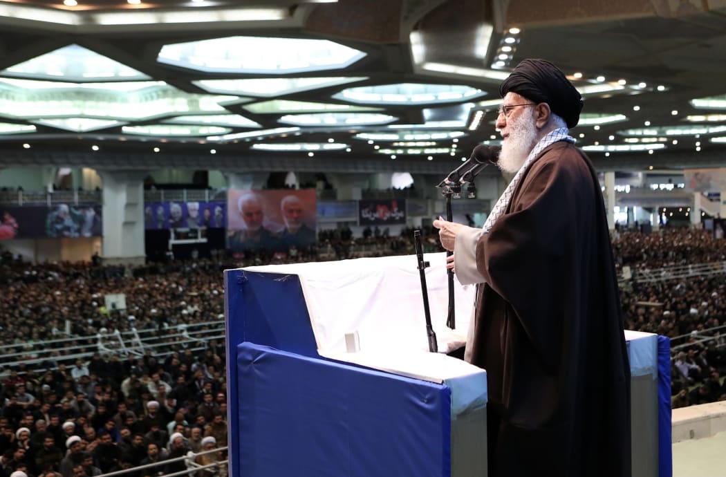 Supreme Leader of Iran, Ali Khamenei gives a sermon before leading a Friday prayer for the first time since 8 years at Imam Khomeini Mosalla in Tehran, Iran on January 17, 2020. Iranian Supreme Leader Press Office / Handout / Anadolu Agency