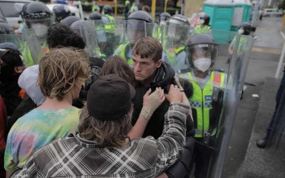 Protesters clash with police on day 23 of the occupation.