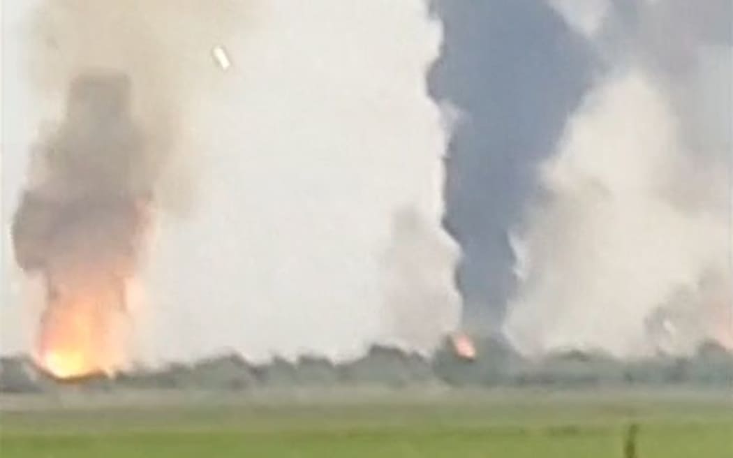 Blasts at an arms depot in Maiske in Crimea