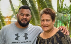 Taniela Tupou with mum Loisi in Tonga. Photo: ORDINARY TONGAN LIVES