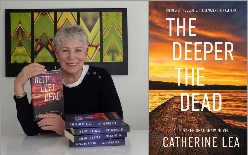 Catherine Lea and the cover of her new book.