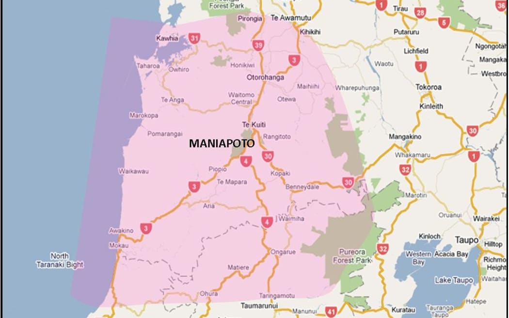Ngati Maniapoto's rohe map, showing their tribal boundaries.