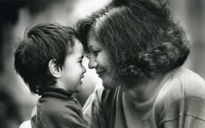 Hepi Mita as a child with his mum Merata Mita