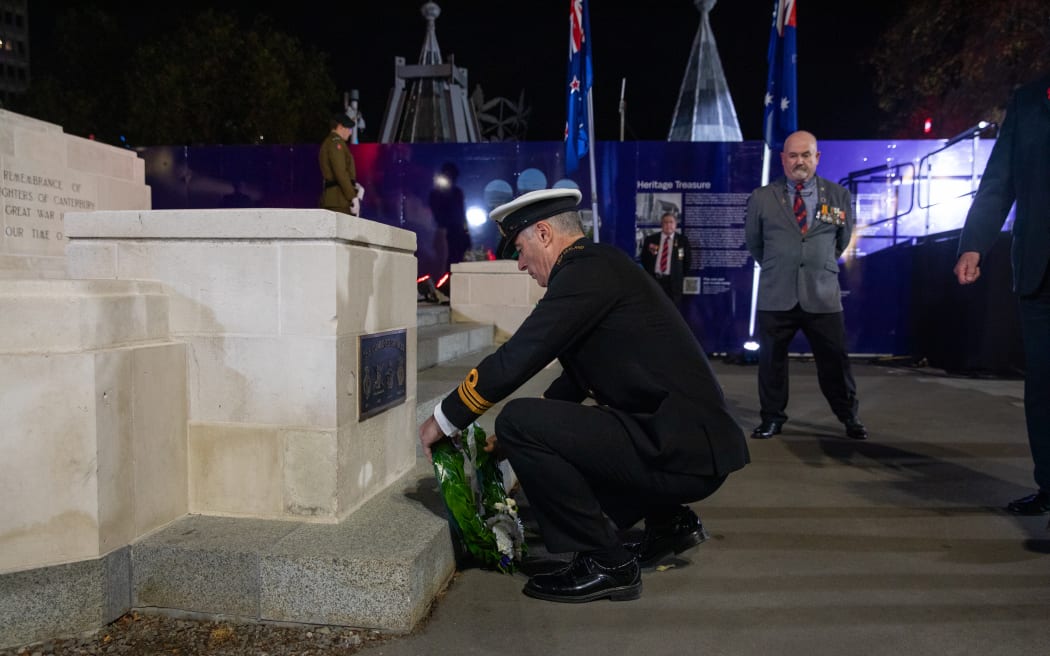 Wreath laying at the Christchurch dawn service