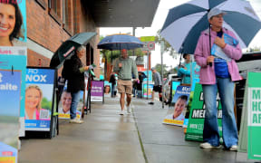 People voting in Australia's 2025 election.