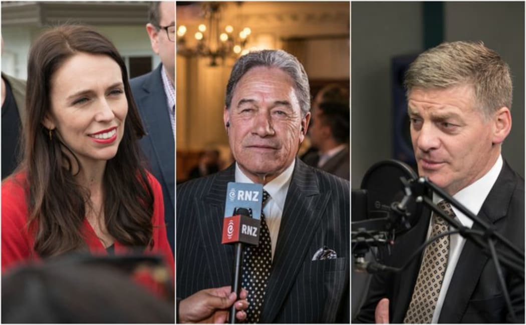 Jacinda Ardern, Winston Peters and Bill English.
