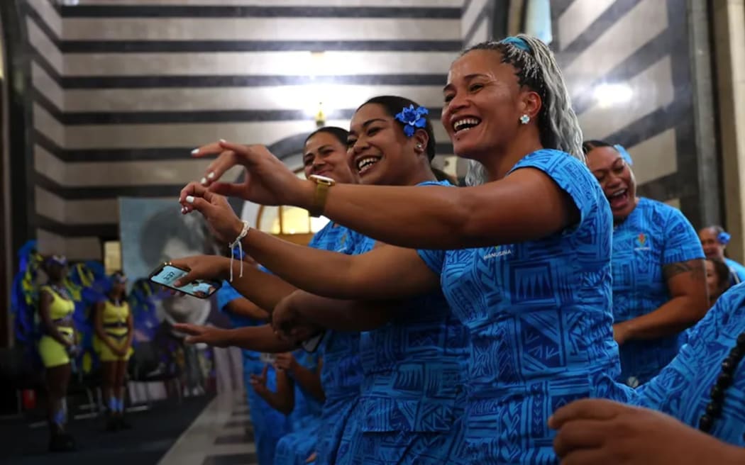 The Manusina team performing in Manchester during the welcome ceremony to the Rugby World Cup. Photo: World Rugby