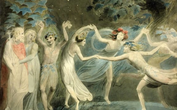 Oberon, Titania and Puck with Fairies Dancing by William Blake, c. 1786